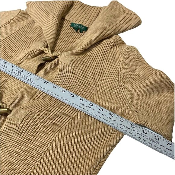 Lauren Ralph Lauren Cardigan Womens Size Medium Brown Sweater Toggle Button - Picture 5 of 10